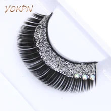 YOKPN модные сценические Кристальные накладные ресницы, блестящие яркие Креативные Свадебные накладные ресницы, блестящие толстые накладные ресницы