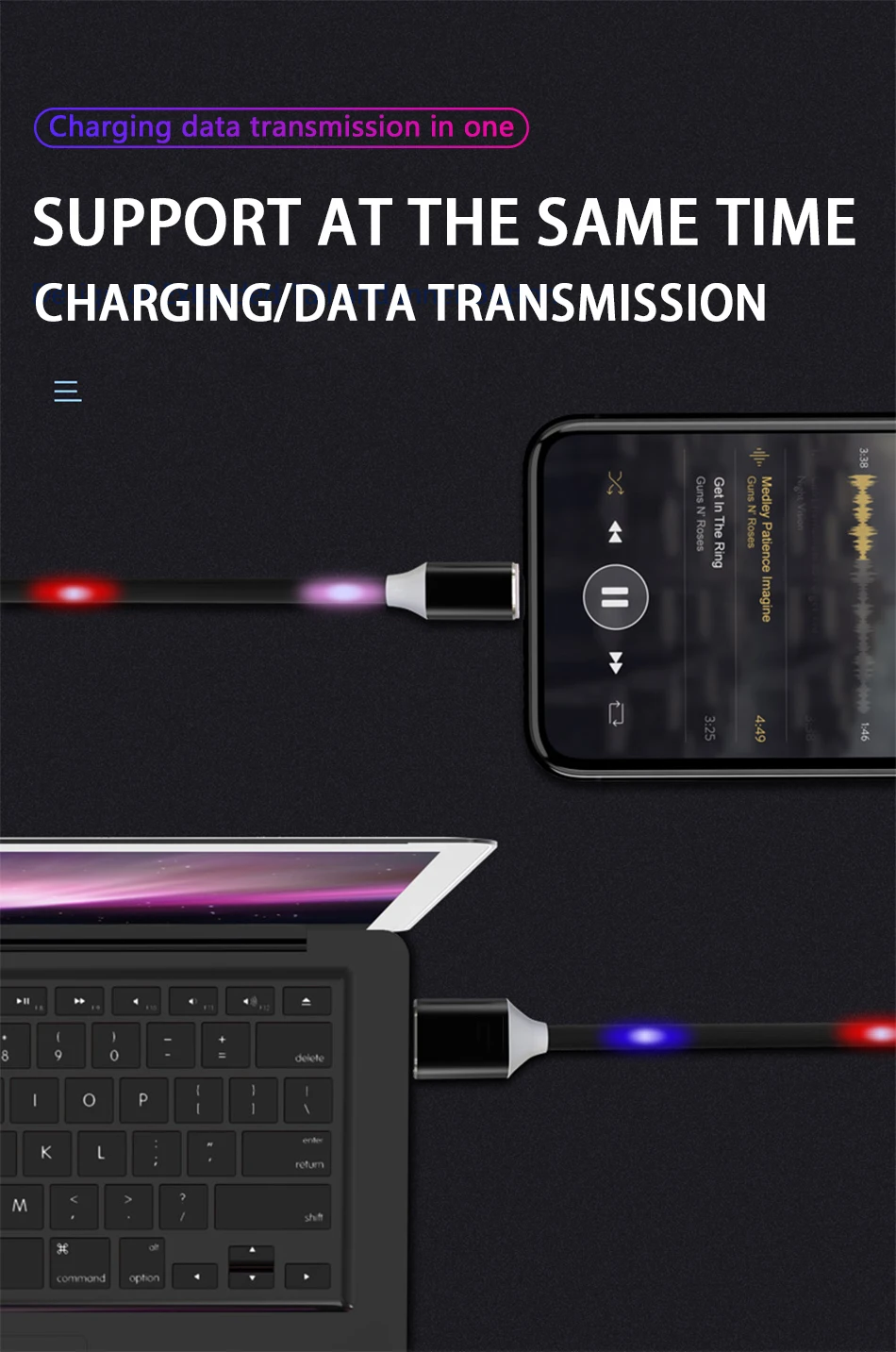 Usb-кабель с голосовой активацией BoeYink для iPhone XS Max XR X 8 7 6 6 S 5 5S samsung Голосовое управление музыкальный Шнур кабель для мобильного телефона