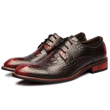 

England design men fashion party nightclub soft leather shoes crocodile skin pattern oxfords shoe zapatos de hombre sneakers man