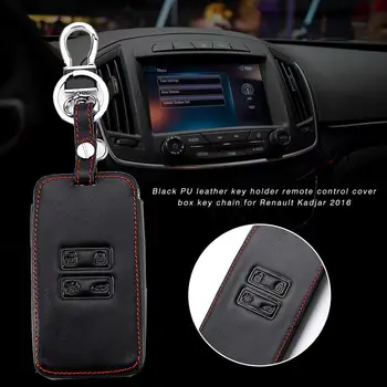 

New Style Leather Durable Car Key Case Black Red Line For Renault Kadjar 2016 With Keychain Interior Accessory