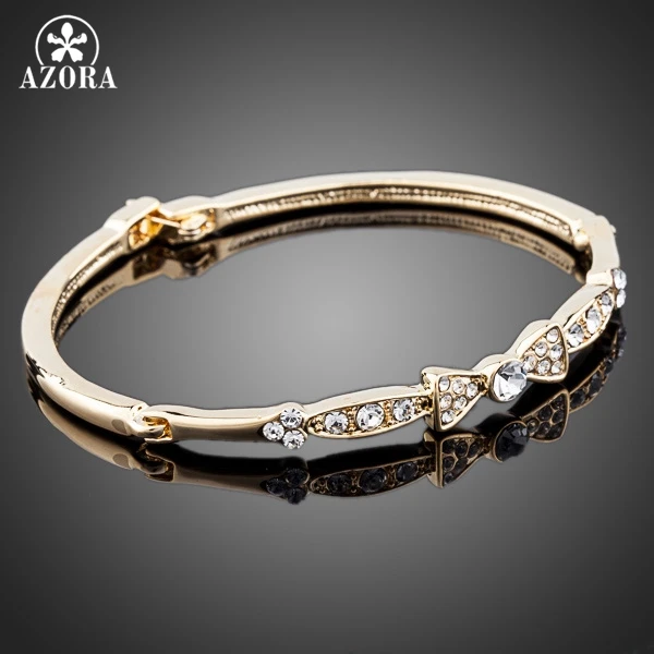 AZORA Gold Color Stellux Austrian Crystal Bowknot Bangle Bracelet TB0033
