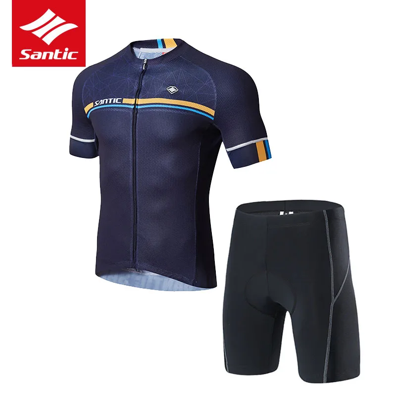 Santic, набор для велоспорта, для мужчин, Pro Team, Триатлон, велосипедный костюм, 4D, мягкий, MTB, шоссейный велосипед, Джерси, набор, одежда для велоспорта, Ropa Ciclismo - Цвет: blue set