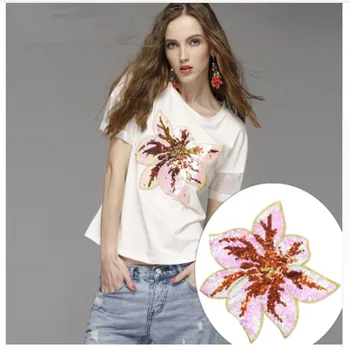

Big Flower Sequined For Clothes Sew-on Embroidered Patch DIY Motif Applique Deal With It Clothing For T-shirt Accessories