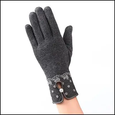 Модные элегантные женские перчатки для экрана зимние женские кружевные теплые кашемировые варежки с бантом - Цвет: Photo Color