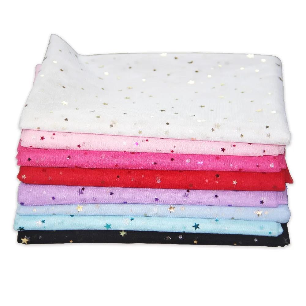 

5 meters 150cm star and moon printed fabric tulle party wedding girl decoration free shipping