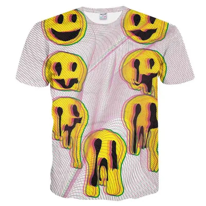 New Fashion Hip Hop 3d T Shirt Men /Women T -Shirt Funny Yellow Smiley Face Print Tees Summer Male Female Tshirts 3d