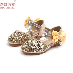 Детская обувь принцессы розового, золотого, серебряного цвета, обувь для девочек с блестками и стразами, детская обувь на плоской подошве