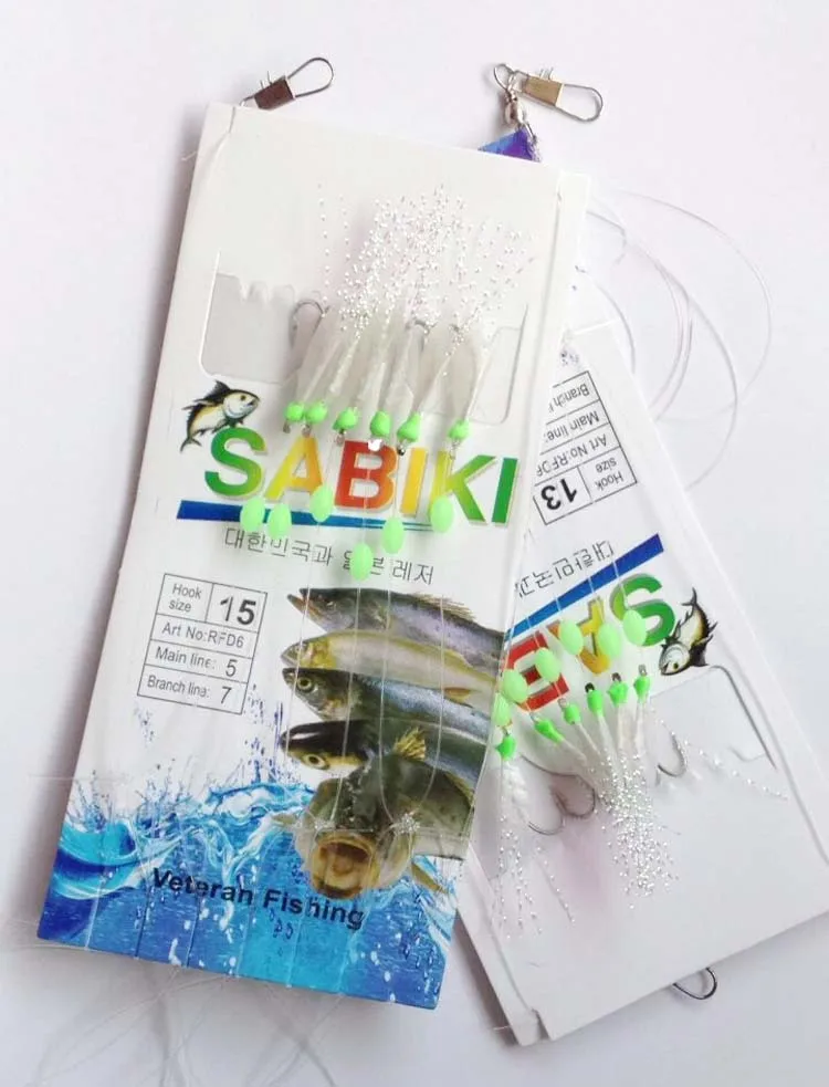 

60pcs=10 Packages white fishing skin sabiki fishing rigs gang fishing hooks on sale with best quality