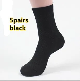 Качественные мужские носки; носки из бамбукового волокна; EU46; мужские носки; сезон осень-весна; тонкие дизайнерские носки; calcetines hombre; деловые мужские носки; 5 пар/упак - Цвет: 5pairs black