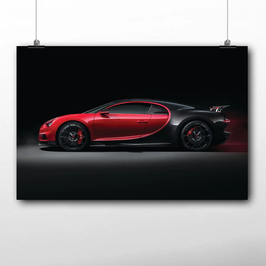 

HD Printed Framed painting Red Bugatti Chiron Super Sport Car Poster Canvas Wall Art For Room Decor