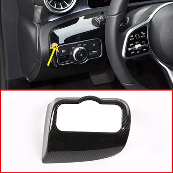 

2pcs Carbon Fiber Style ABS Car Headlight Switch Frame Trim For Mercedes Benz A Class A180 W177 2019 LHD Accessories