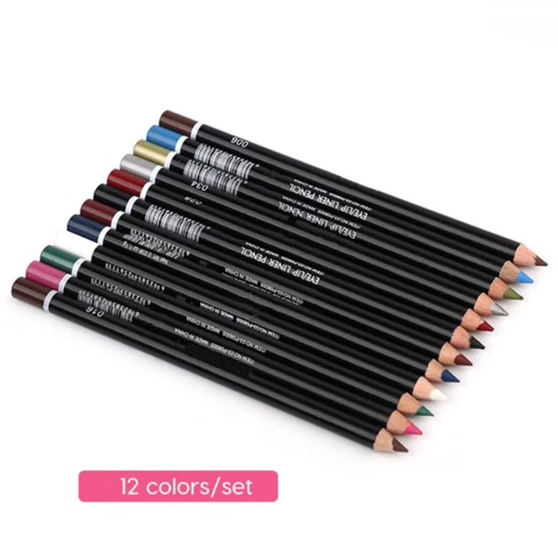 12PCS/Lot Colorful/Black Make Up Beauty Eyeliner Pencil Eyebrow Cosmetics Eyes Liner Women Makeup Pen Tools