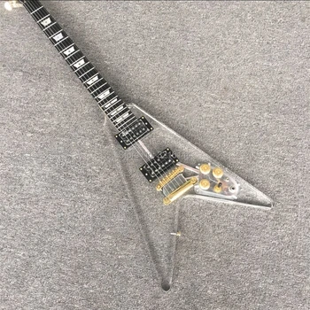 

Acrylic main bearing body electric guitar, transparent body and rosewood fingerboard, white leds, guitar, gold hardware