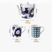 [1 чайник+ 2 чашки] Аутентичные 3 шт. ручной работы Подсолнух/птица кружка цветок чай Керамика/фарфор чайный набор