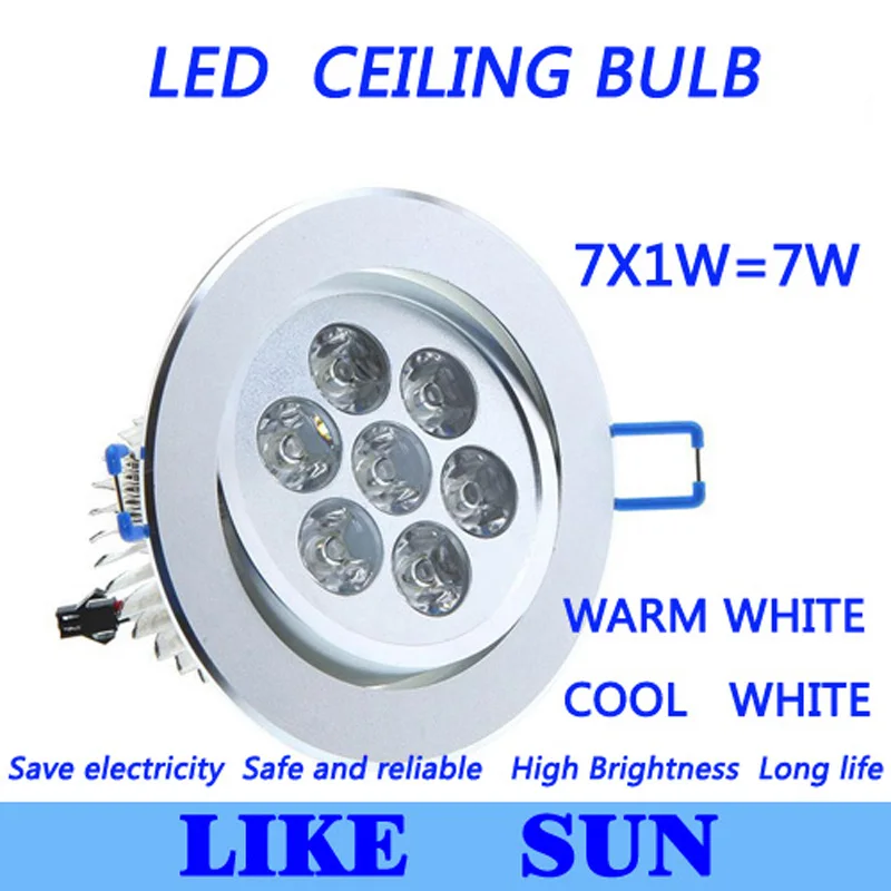 

FREE SHIPPING Dimmable Led Ceiling downlight 7W 700LM LED Recessed Ceiling Down lighting AC85-265V led bulb lamp downlight