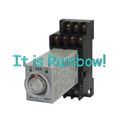 

Free Shipping AC 220V 14 Pins 4PDT 0-10S Timer Delay DIN Rail Time Relay H3Y-4 w Socket