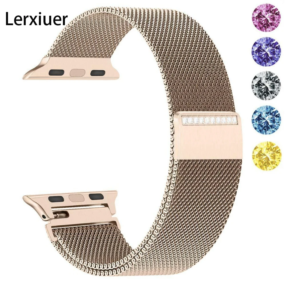 

Strap For Apple Watch band iwatch band 4 3 42mm 38mm 44mm 40mm Milanese Shining jewels apple watch 4 watch Accessories Bracelet