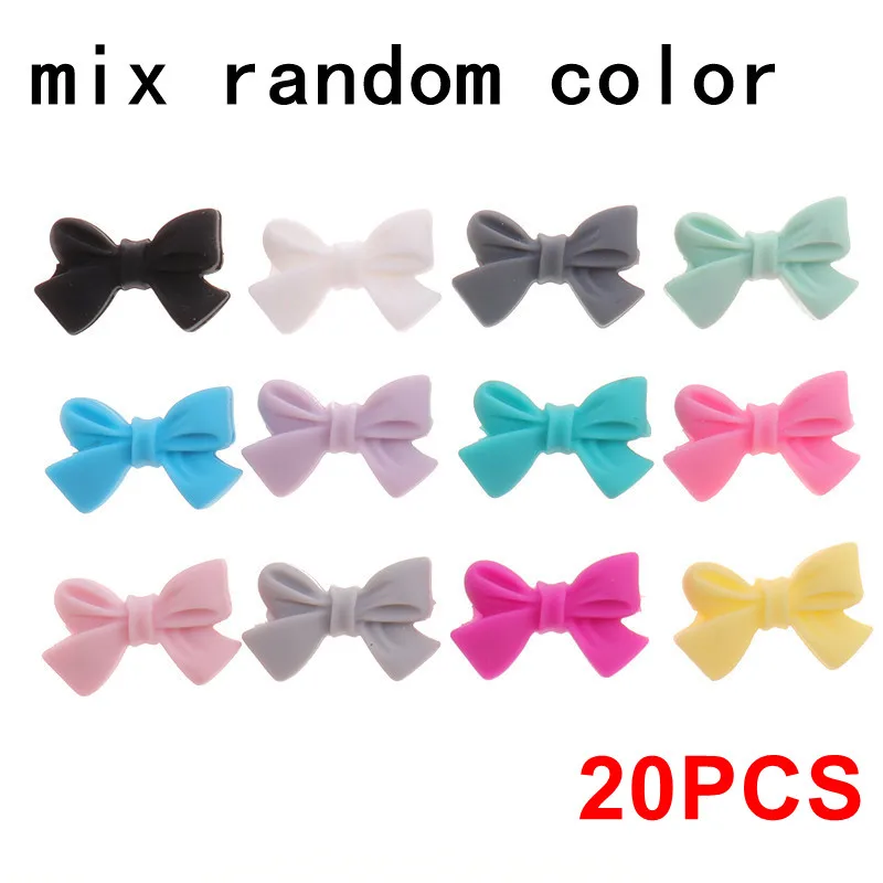 Bow-Random 20 шт силиконовый Прорезыватель для зубов в форме единорога из бисера, животное, Bpa бесплатно, Детские Прорезыватели, ожерелье, сделай сам, ювелирное изделие, Детская соска, цепь, игрушка для душа, коала, лиса - Цвет: Bow-Random