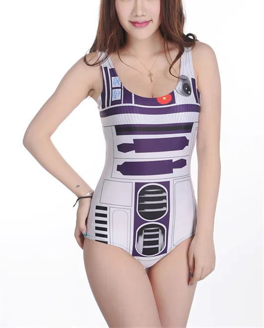 Free shipping 2014 starry galaxy robot digital printing good elastic one-piece swimwear suit for sexy lady girls wholesale |