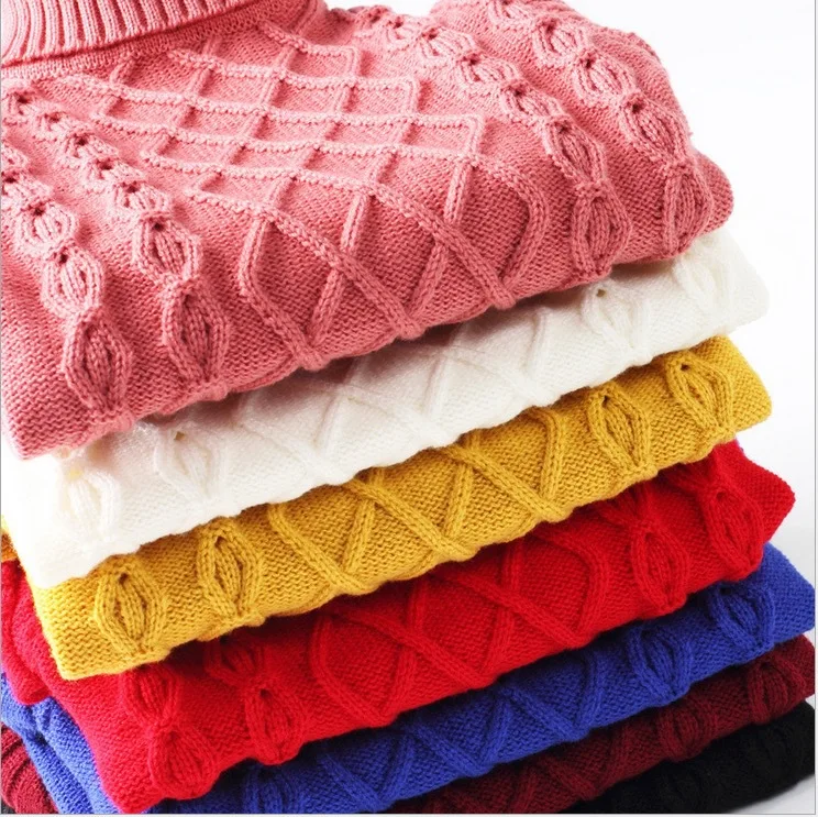 Детские пуловеры для детская одежда для девочек свитер для мальчиков красный синий желтый черный белый Зима Водолазка детская одежда Дешевые