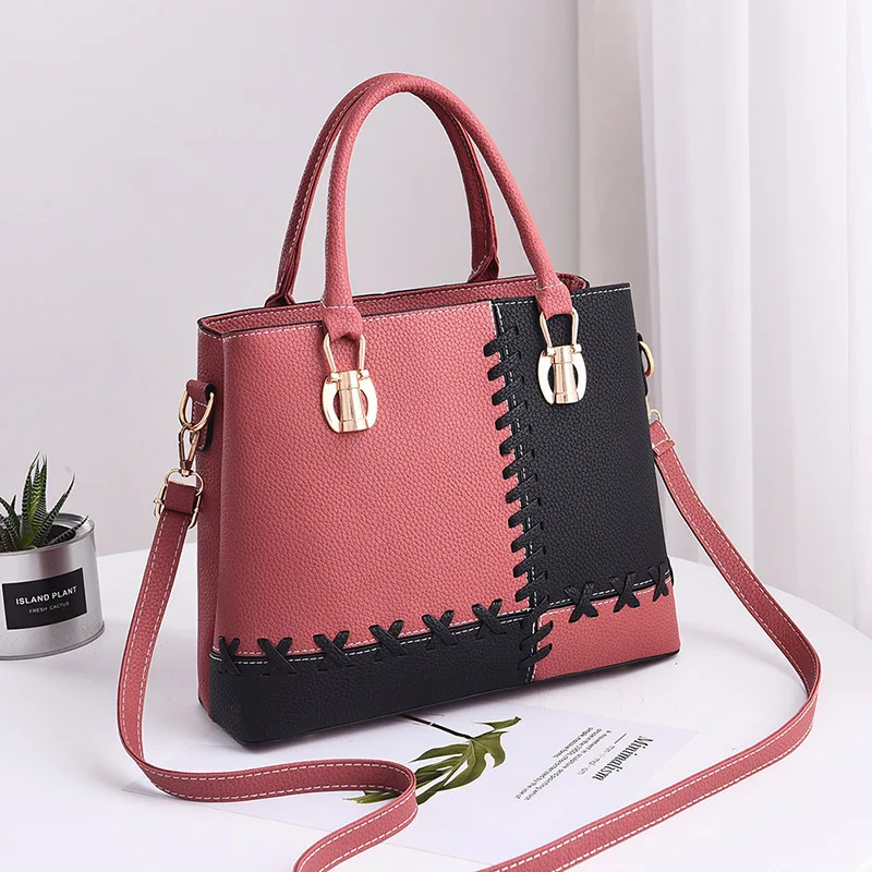 PU Leather Women Stitching Handbag Fashion Female Holiday Shoulder Bags INS Lady Casual Messenger Bag Exquisite Crossbody SS7282 (4)