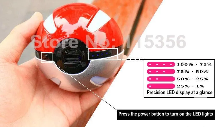 1 шт. Новые поступления: 10000 мАч Pokemon Go Ball power Bank Magic Ball зарядное устройство двойной USB порт для всех телефонов