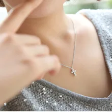 DIEERLAN Корейская звезда 925 пробы серебряные ювелирные изделия циркония Крест колье ожерелья для женщин Свадебные девушки массивные ювелирные изделия