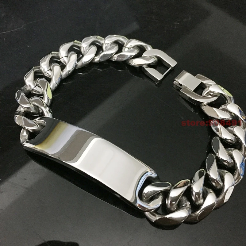 Новое поступление модный серебристый мужской браслет из нержавеющей стали 15 мм