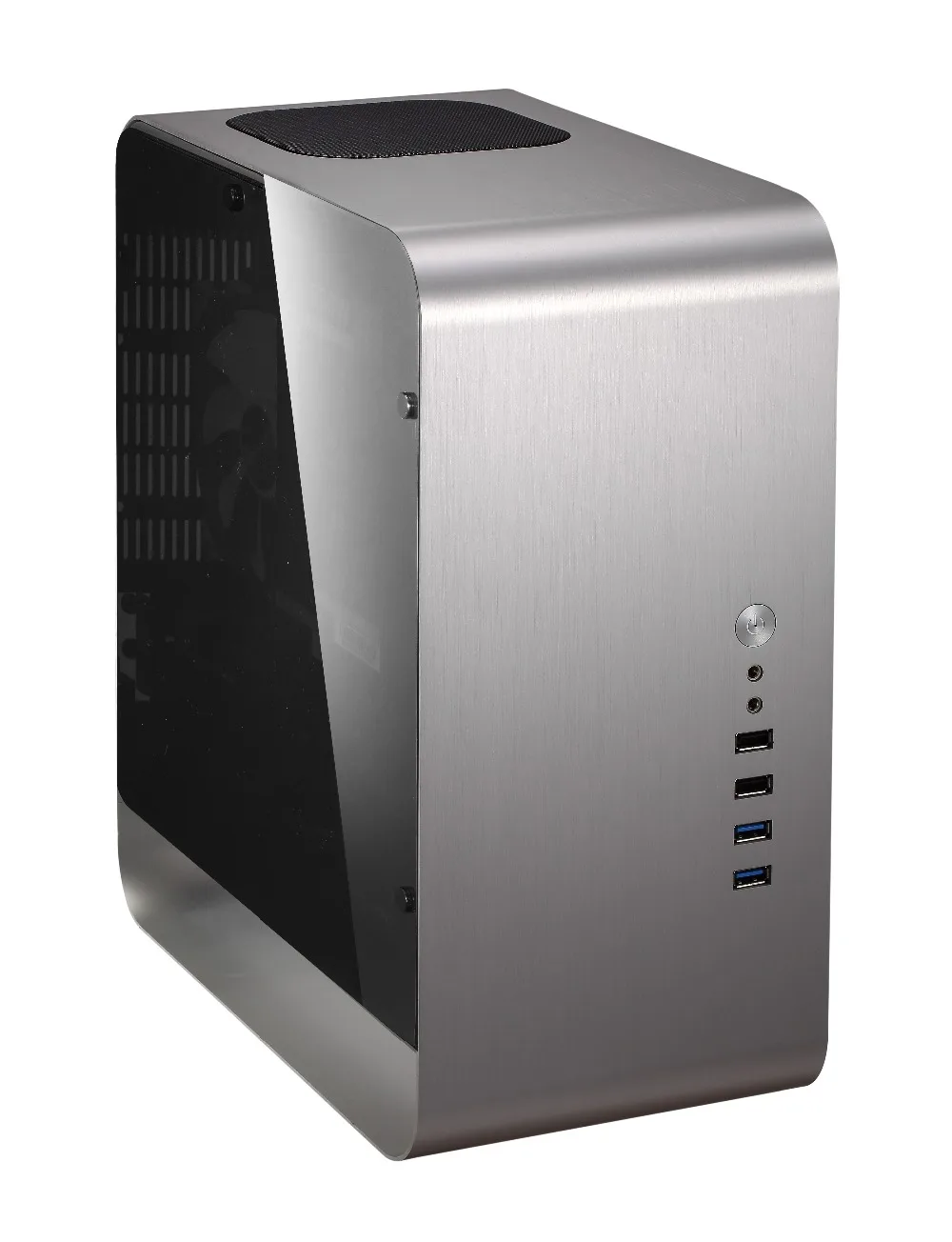 Серебристый Оконный чехол для компьютера Jonsbo UMX1 плюс алюминиевый ITX шасси для HTPC Серебряный боковой через - Цвет: Серебристый