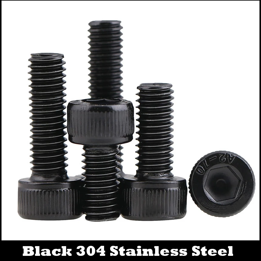 M3 * 20 M3x20 25 M3x25 30 M3x30 DIN912 черная крышка чашки из нержавеющей стали 304 болты с