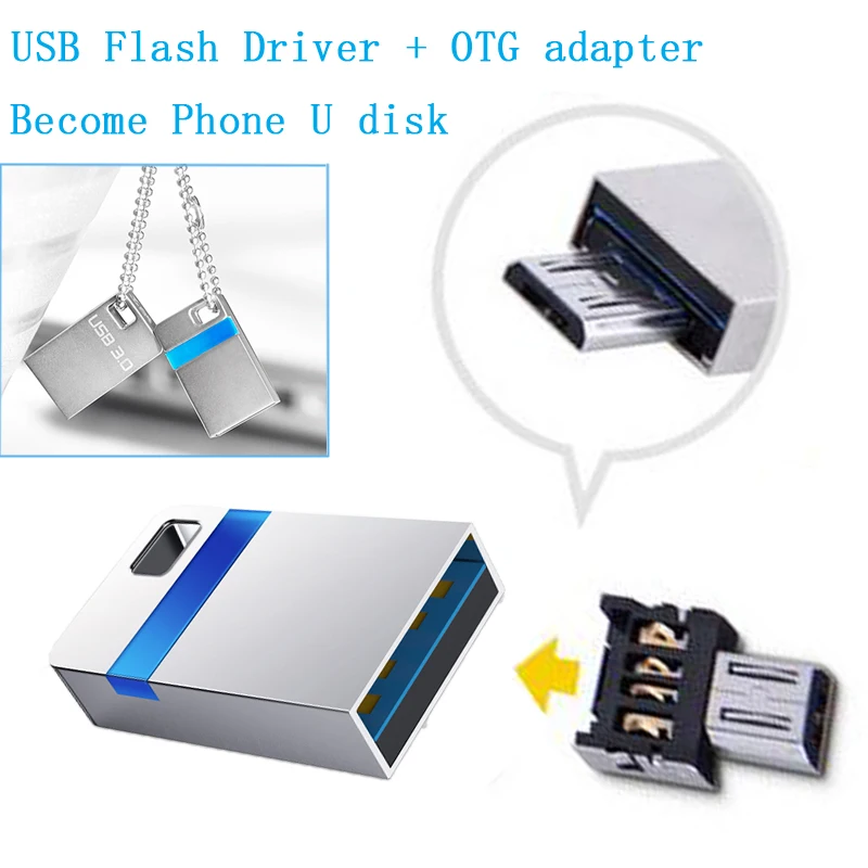 Высокоскоростной Mini USB 3.0 Flash Drive 32 ГБ 16 Memory Stick Водонепроницаемый крошечные