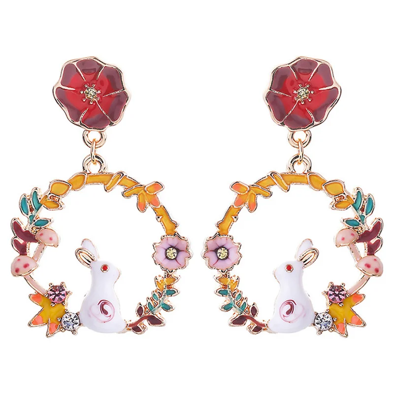 

Clip Earring For Women Long Statement Earings Fashion Jewelry 2019 Korean Metal Enamel Earrings Alice in Wonderland Richight