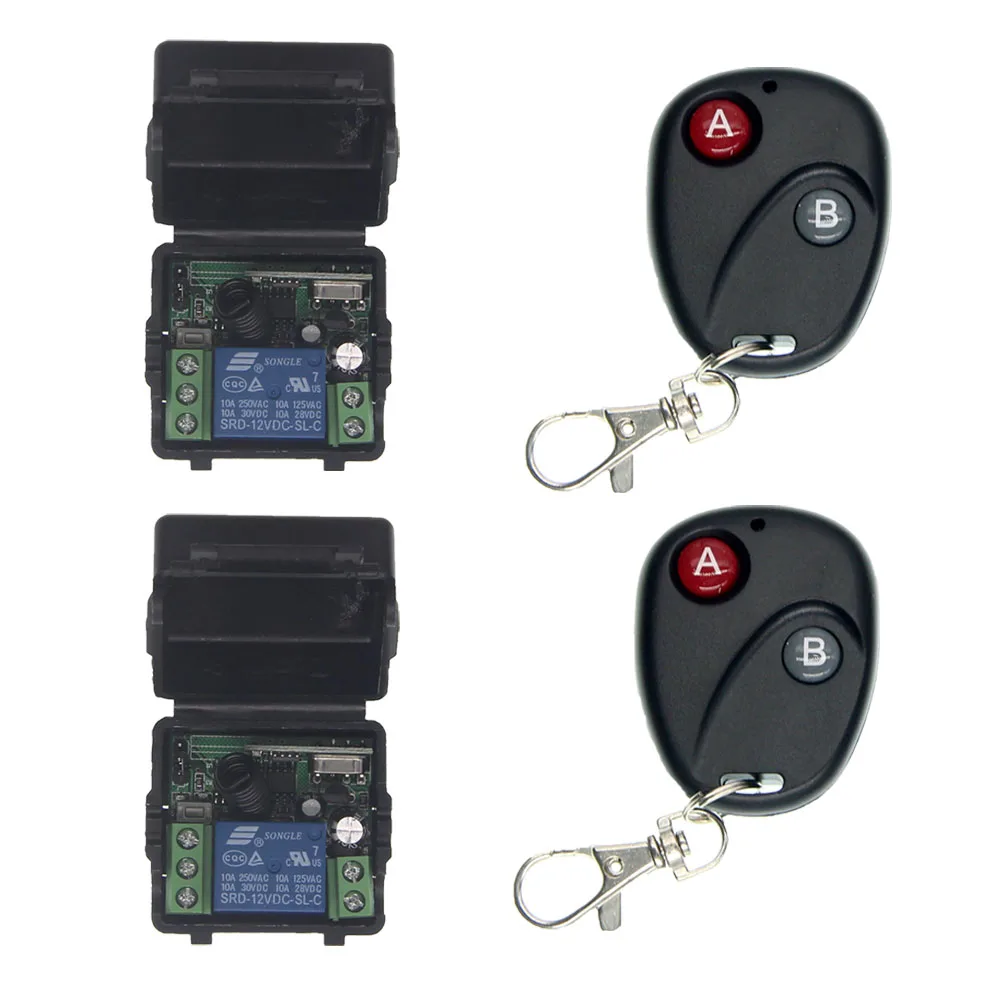 

Regular Mini DC 12V 1 CH 1CH 10A RF Wireless Remote Control Switch System Transmitter Receiver Sensitive 315 / 433 MHz