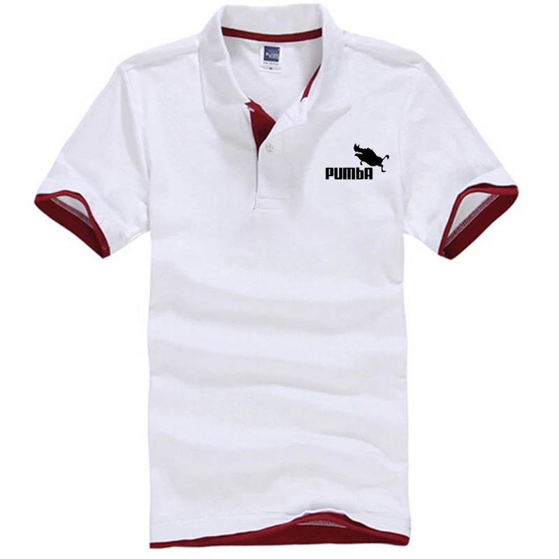 Модная Повседневная Милая футболка homme Pumba, мужская и женская хлопковая крутая футболка с отворотом, милая летняя забавная футболка, XS-3XL, poleras hombre - Цвет: White  red wine 2