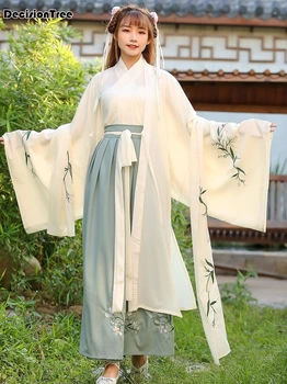 

2020 women's ethnic classical dance costumes elegant chinese style fresh elegant white red costume performance hanfu