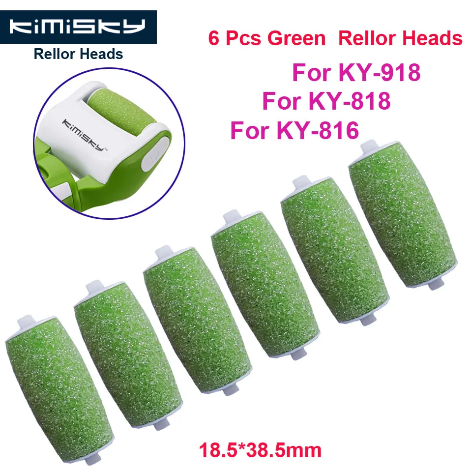 2018 verde herramienta de cuidado de pies rodillo cabezas duras del rodillo de las herramientas del pedicure para 6 piezas KIMISKY KY-816/818