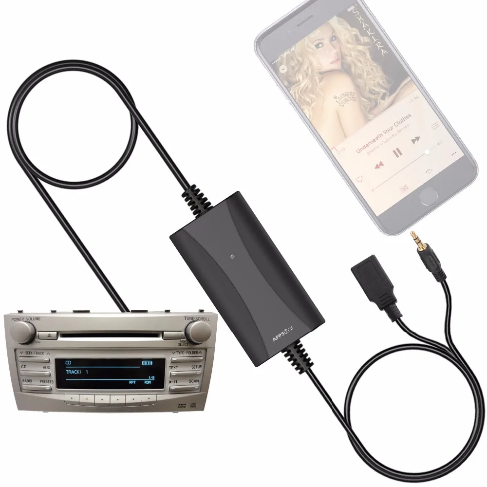 APPS2Car Car Stereo AUX Input Adapter Auxiliary MP3 Kit USB Charger 