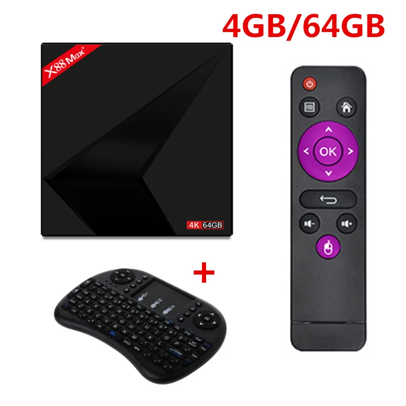 ТВ приставка X88 Max Plus 4GB 64GB 4K Smart Android 9,0 ТВ приставка RK3328 Penta-Core 2,4G/5G Dual Wifi BT type-c медиаплеер приставка - Цвет: 4gb64gb with I8