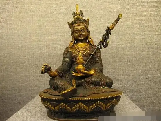 

Tibet Fane 100% purple Red Bronze Gild Carved Padmasambhava master Buddha Statue