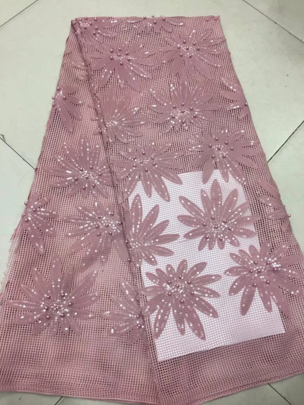 

Nigerian Lace Fabric 2018 High Quality Lace African Lace Fabric With Beads Embroidery French Lace Fabric