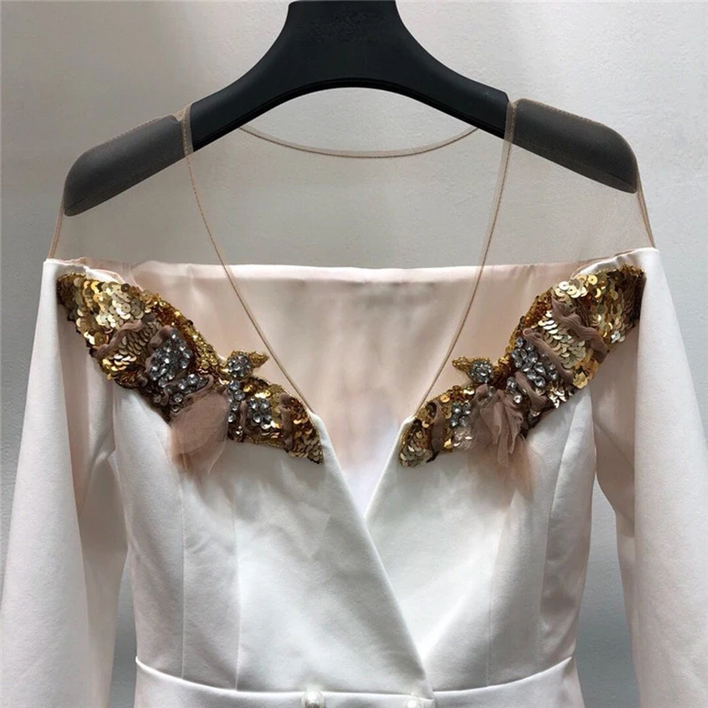 HIGH STREET новейшая мода 2019 Дизайнер Блейзер Женская Марля лоскутное блестками бисер
