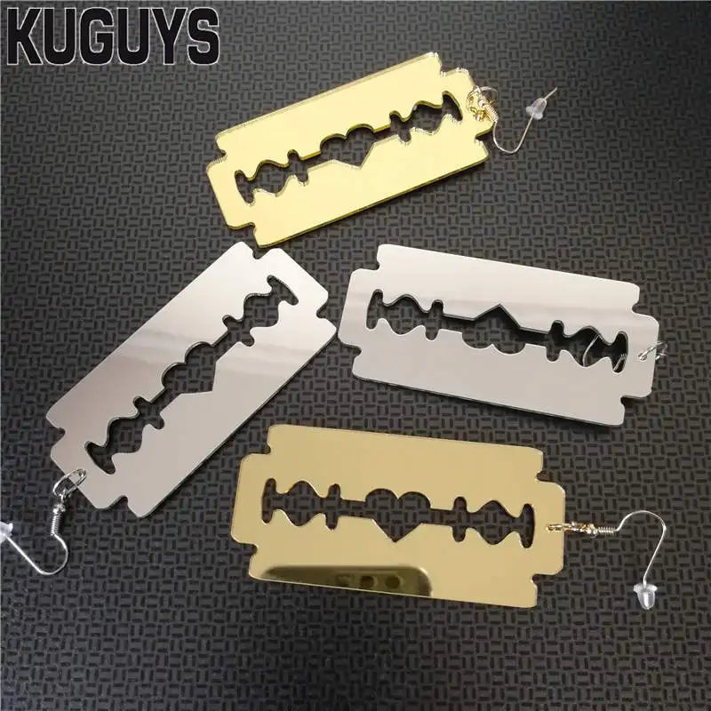 

KUGUYS Jewelry for Womens Brincos Mirror Acrylic Blade Large Earrings Fashion Oorbellen HipHop Earring Girl's Gift Pendientes