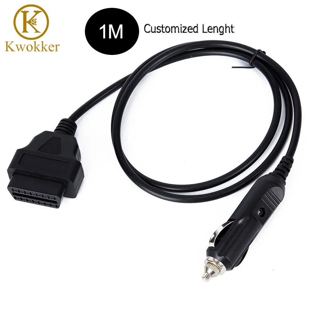 

Customized Length OBD2 16Pin Female to Car Cigarette Lighter OBD 2 Car Connector to Cigarette Lighter Connection Line Wholesale