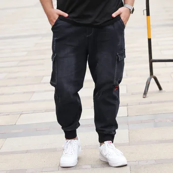 

2019 New High Street Jogger Black Blue Color Size L-7XL Top Loose Fit Cargo Pants Harem Jeans