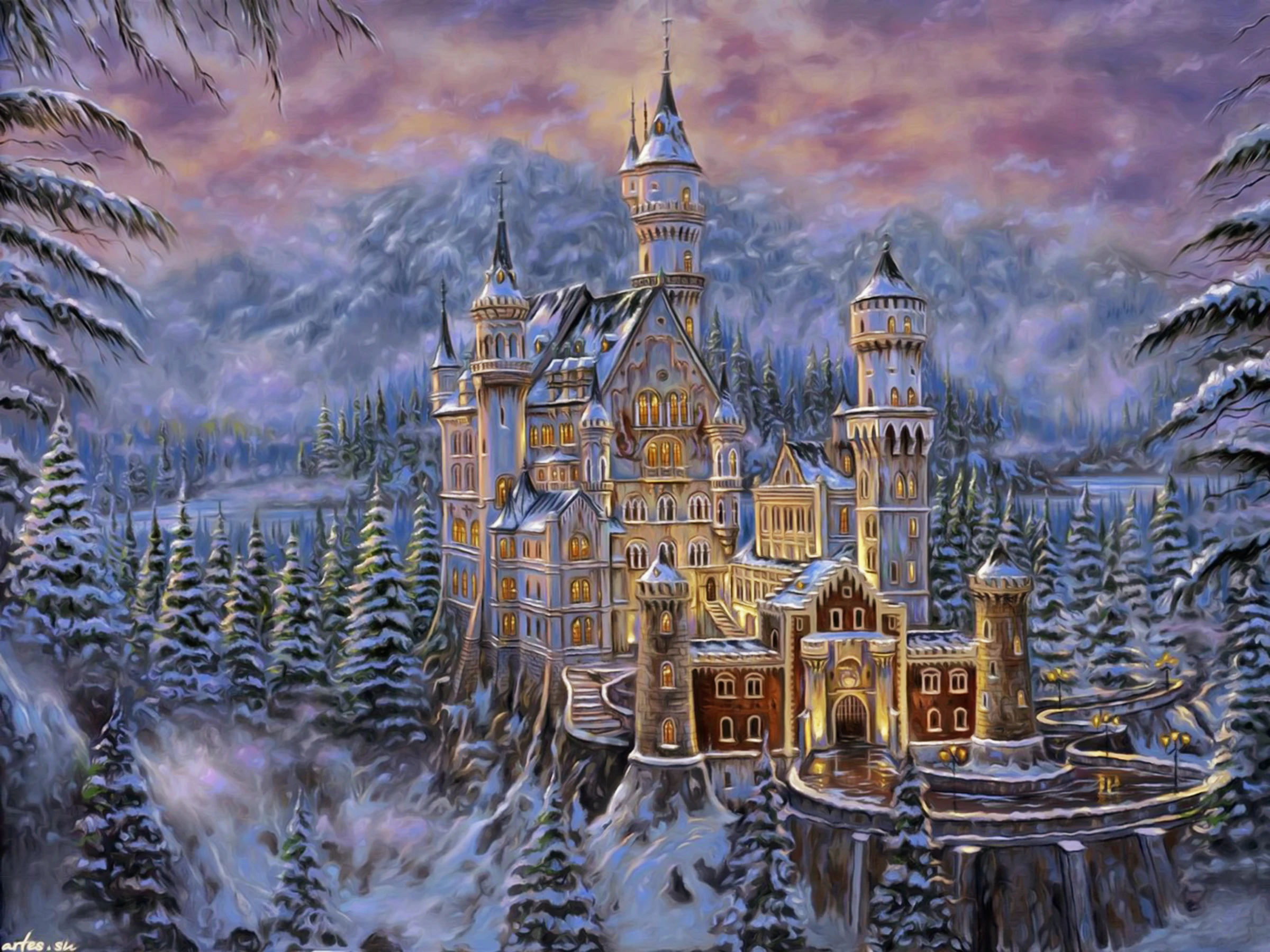 

Diamond Painting Cross Stitch Diy Embroidery Snow Castle Painting Round Drill Diamond Mosaic Beads Pasted Needlework