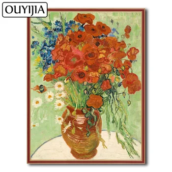 

OUYIJIA Van Gogh Cornflowers And Poppies Oil 5D DIY Diamond Painting Embroidery Diamond Decoration Mosaic Rhinestone CrossStitch