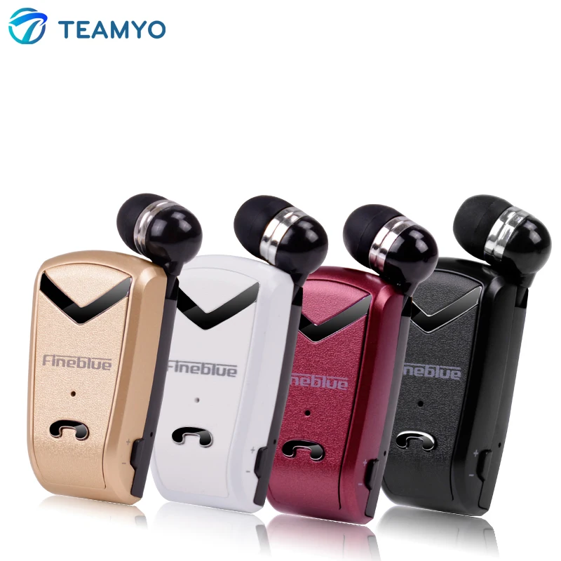 

Teamyo F-V2 Wireless Bluetooth Earphones Headset Retractable Handsfree Earbuds With Collar Clip Calls Remind Vibration