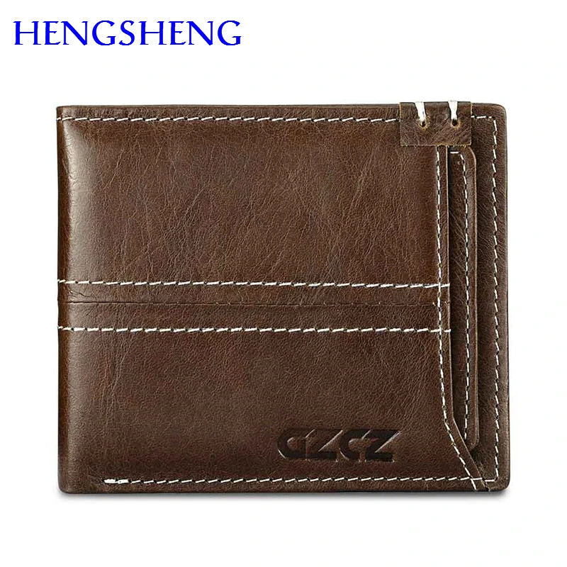 Hengsheng fashion cross men wallet with 100 genuine leather short men