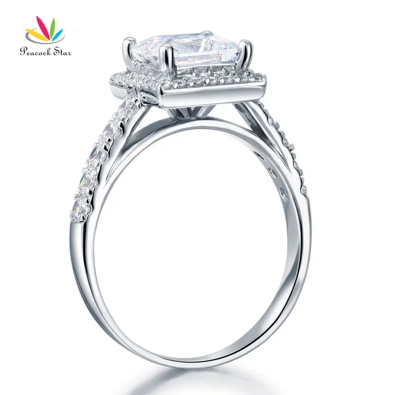 Павлин звезда Твердые стерлингового серебра 925 Обручальное кольцо 1,5 карат юбилей Свадебные украшения CFR8121