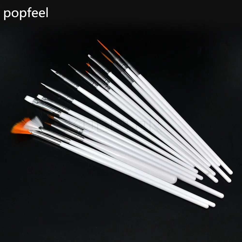 

Cosmetic Nail Art Polish Pen Brush Pedicure Manicure Set 15pcs UV Gel DIY Nail Art Brush Beauty Makeup Tool